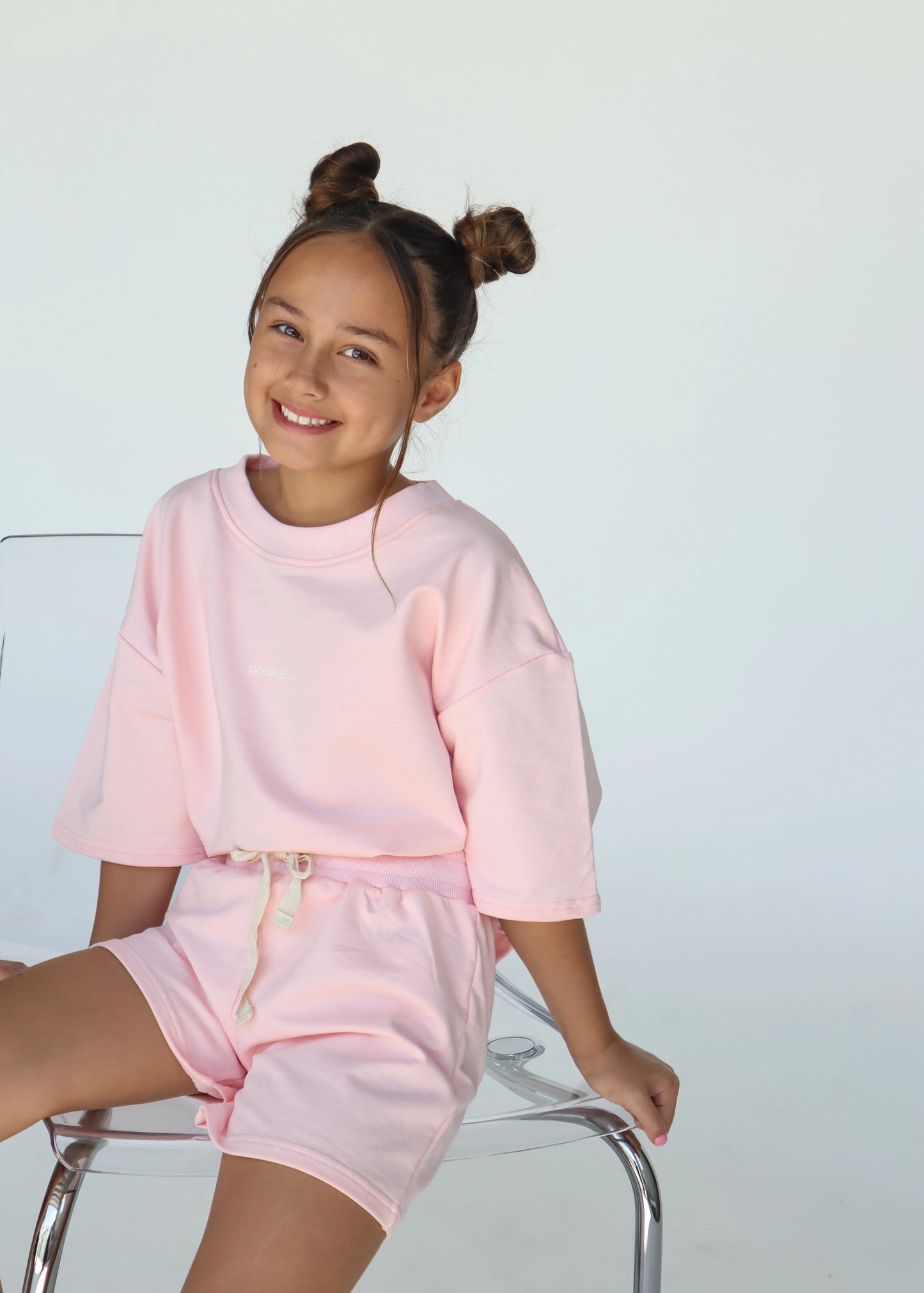 SKY AND BLEU Signature Shorts | Baby Pink