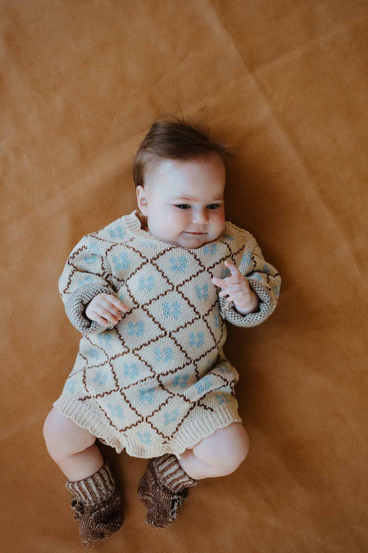 FRECKLES THE LABEL Cotton Knit Romper | Bluebell