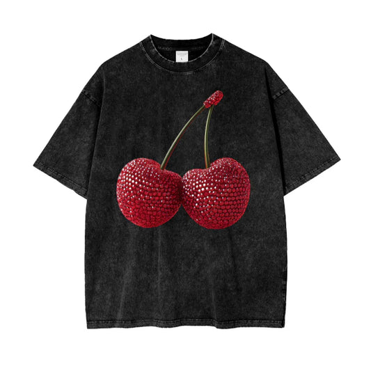Cherry Baby Acid Wash Oversized Tee