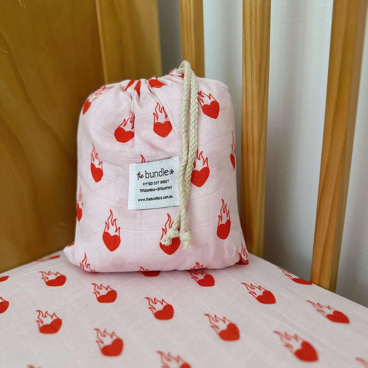 Flaming Hearts Cot Sheet