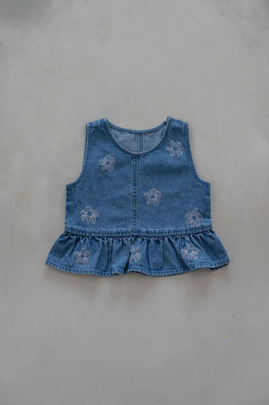 BELLE & SUN Denim Top | Flower