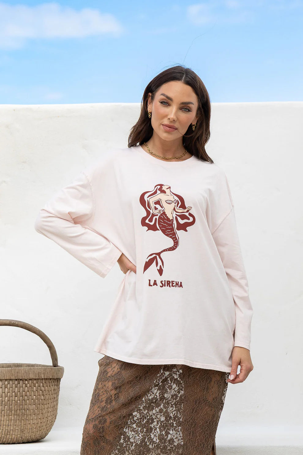PEACH & PARLA La Sirena Long Sleeve Tee