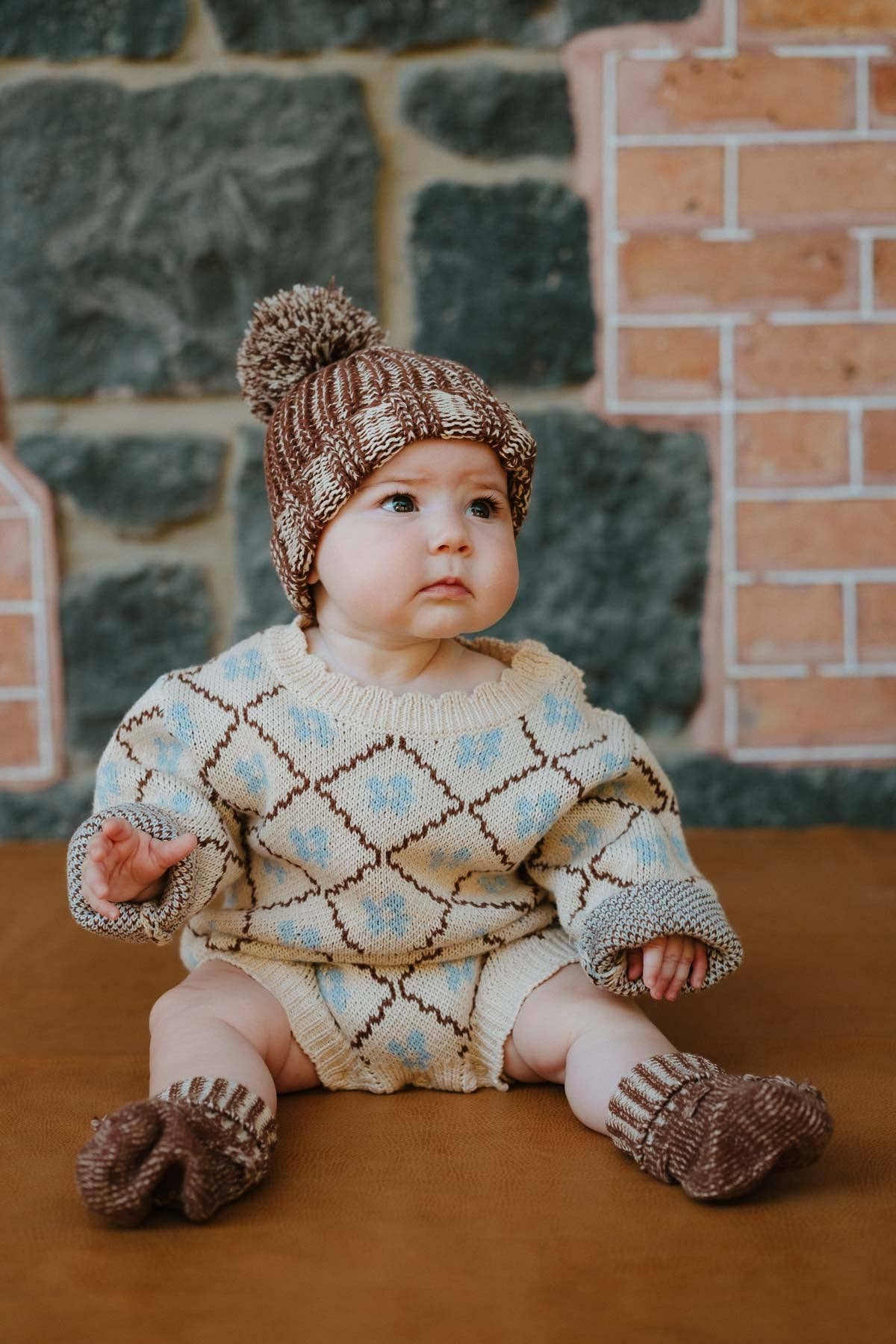 Cotton Knit Romper | Bluebell