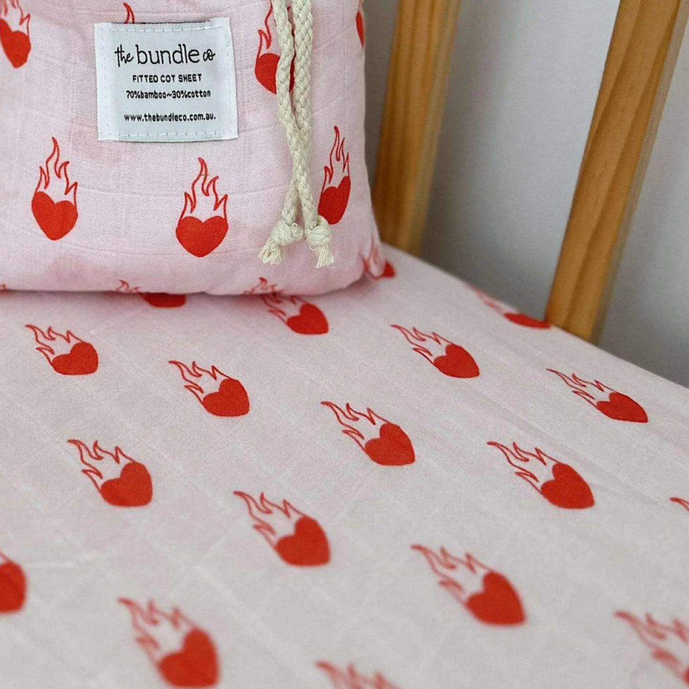 Flaming Hearts Cot Sheet