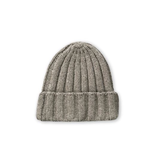Merino Blend Ribbed Beanie - Grey
