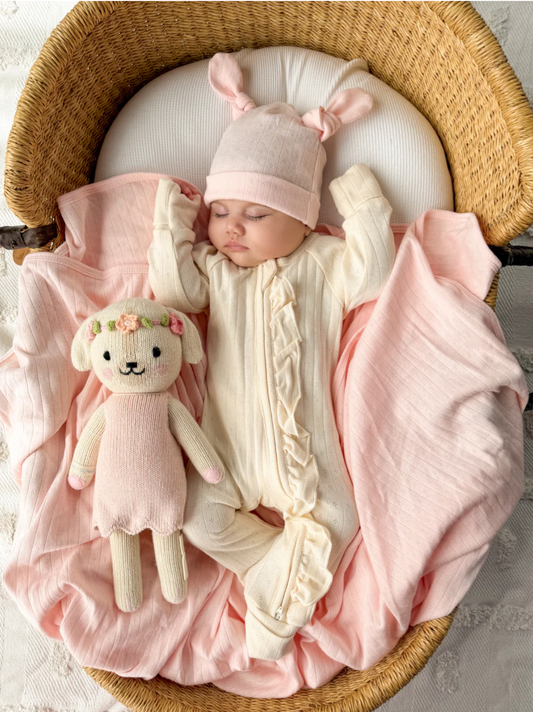 Frill Zip Romper | Buttercream Pointelle
