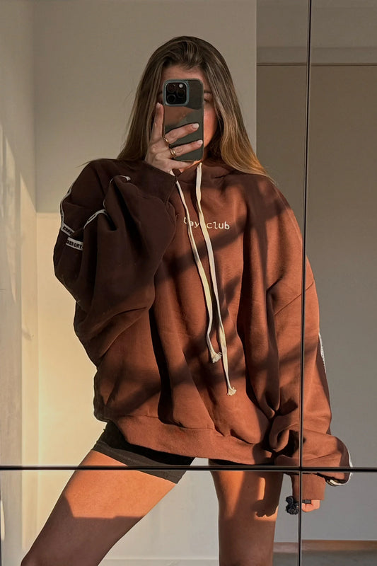 CRACKER DAY CLUB Cloud Racer Hoodie | Chocolate