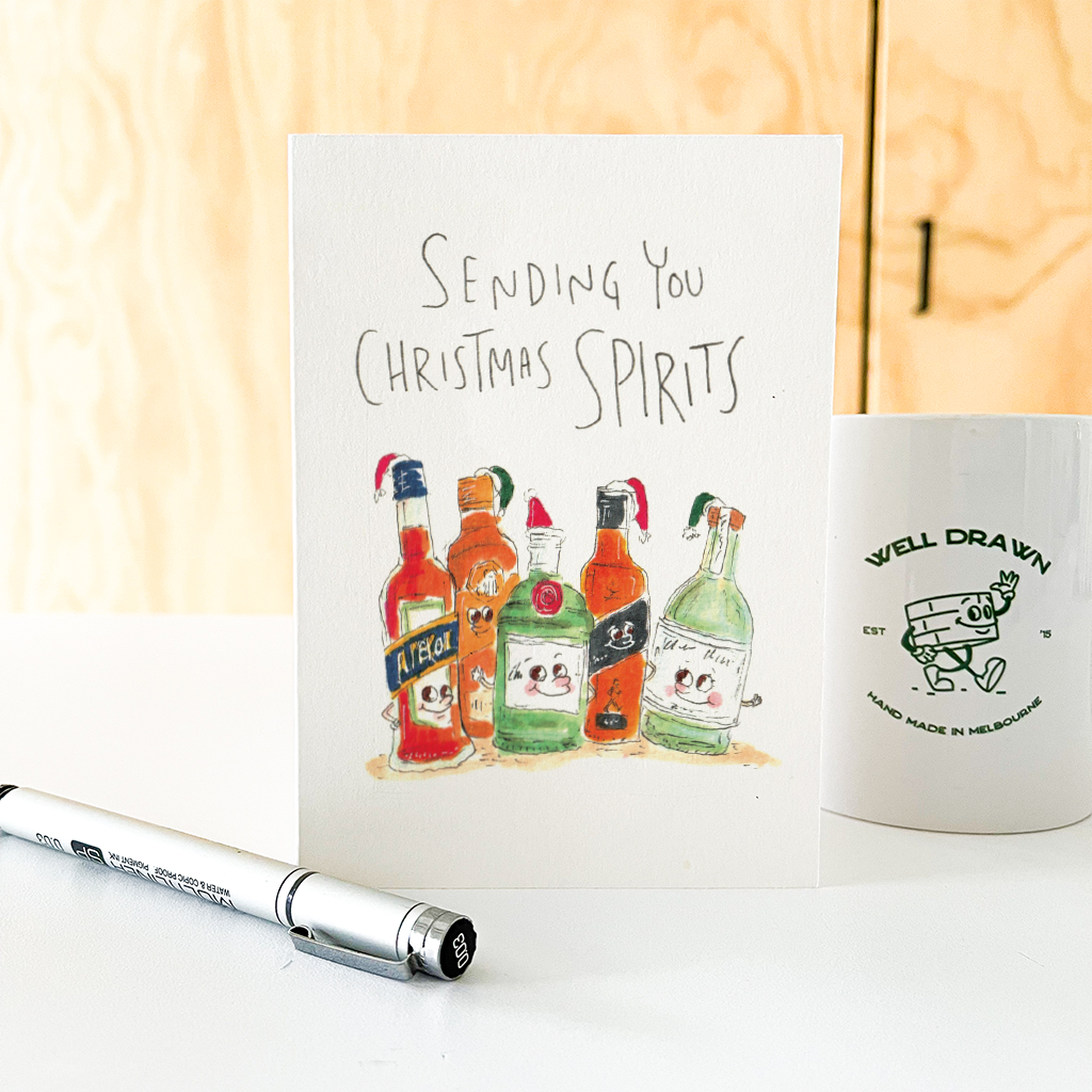 WELL DRAWN Sending you Christmas Spirits