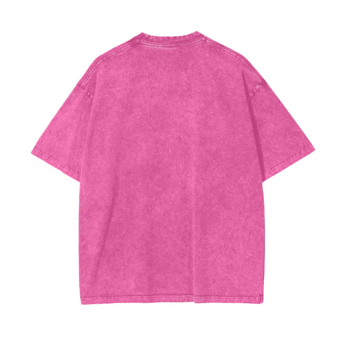 MAKU Fiery Snow Wash Oversized Tee | Rose Red