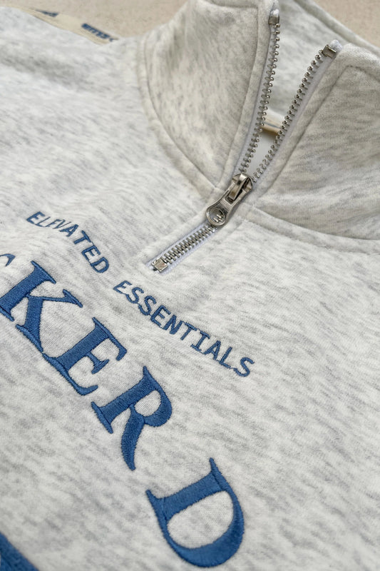 CRACKER DAY CLUB Cloud Quarter Zip Sweater | Grey Marle