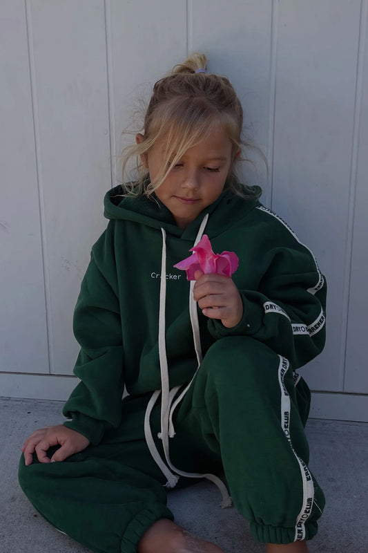 CRACKER DAY CLUB Kids Cloud Racer Hoodie | Forest
